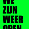 Neon groen raamposter openingstijden