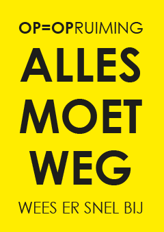 Gele raamposter alles moet weg