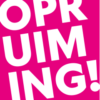 Roze opruiming raamposter