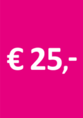 Opvallende raamposter met prijs 25 euro