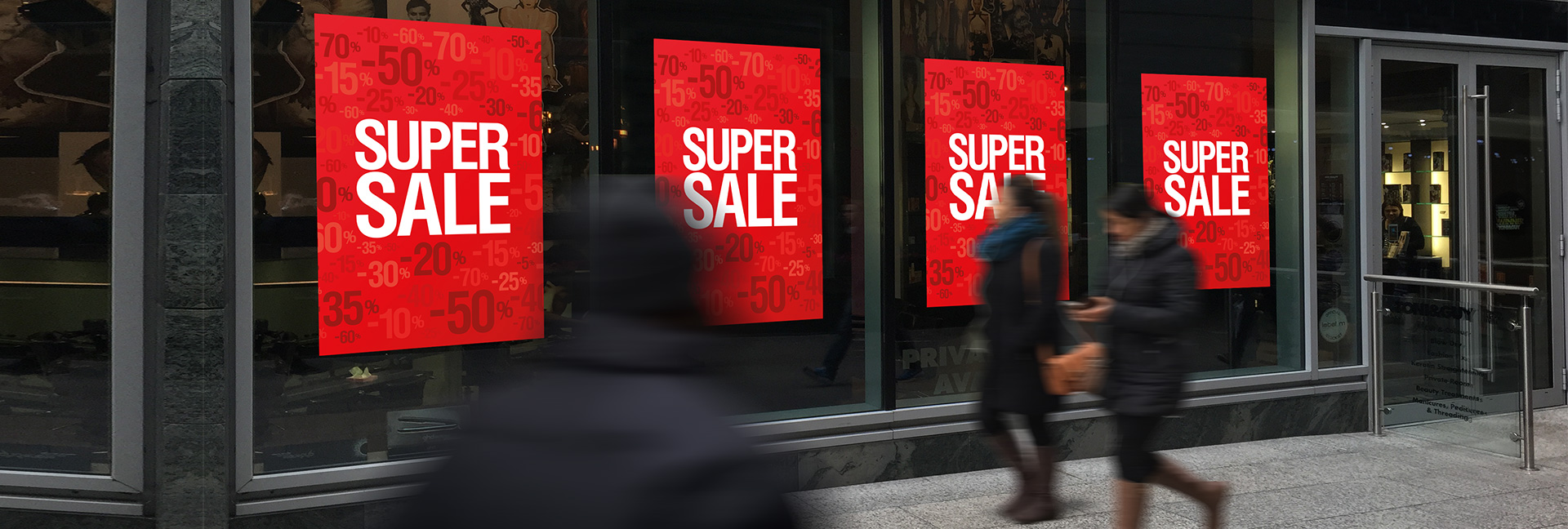 sale posters leegverkoop raambiljetten voor winkeliers