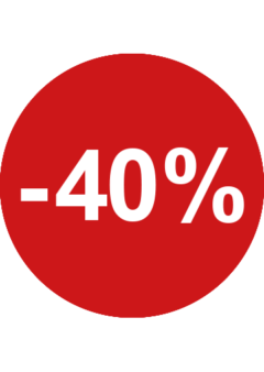 sticker sale 40% korting raambiljet stickers